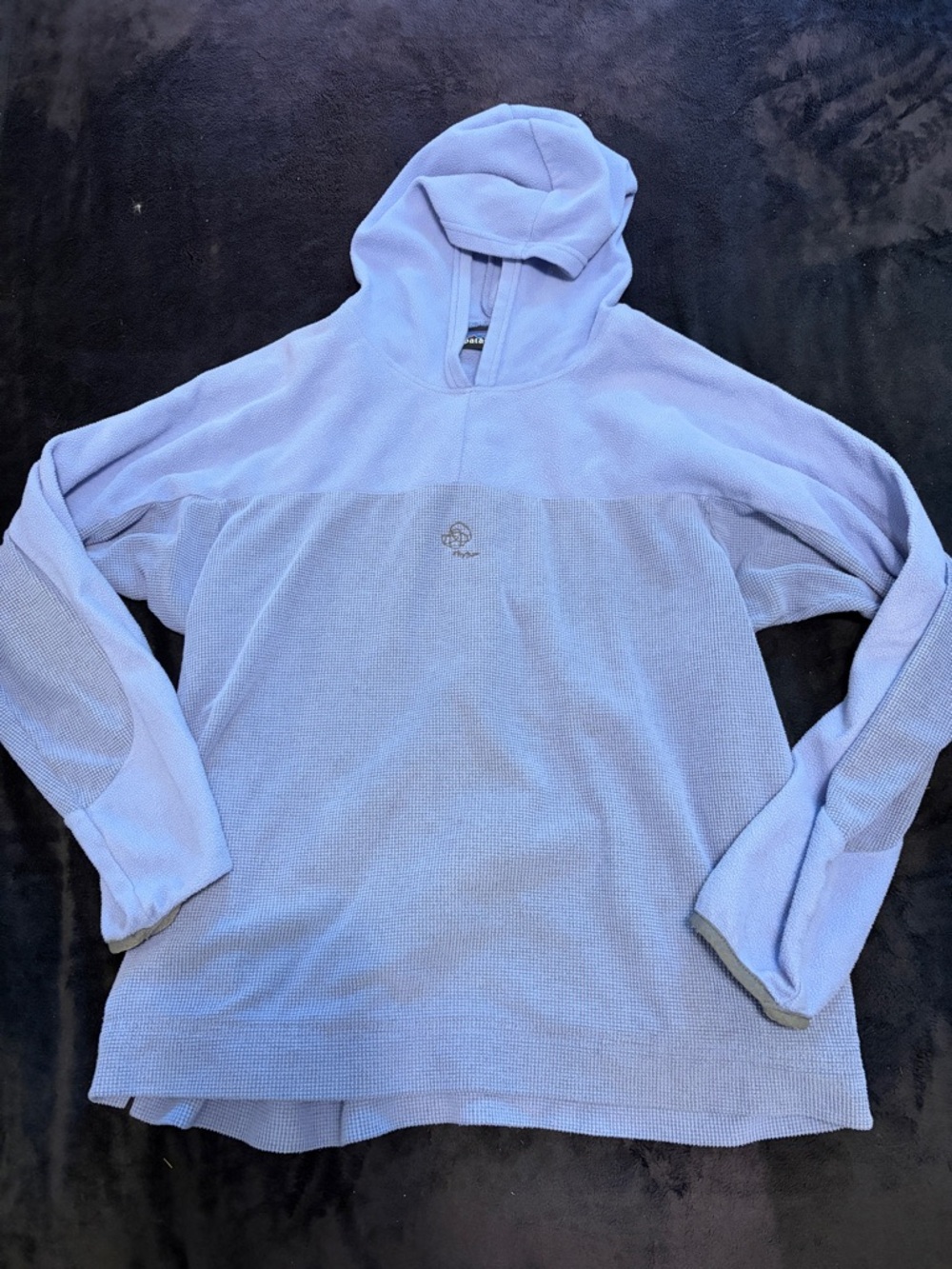 Vintage Light Blue Hooded Waffle Knit Sweater